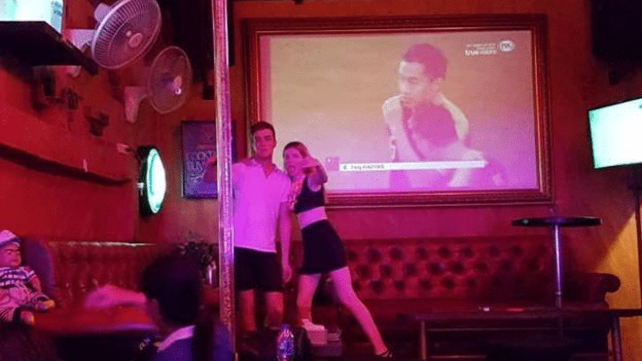 Bangla Road bar with football playing
