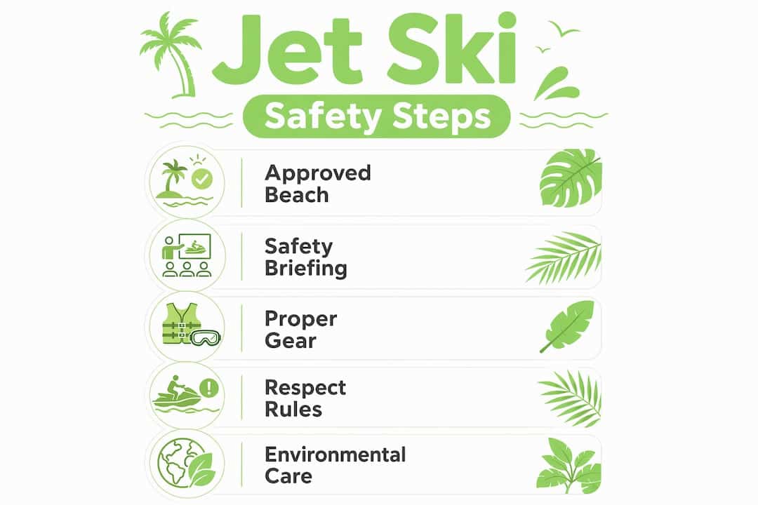 Infographic outlining five jet ski safety steps