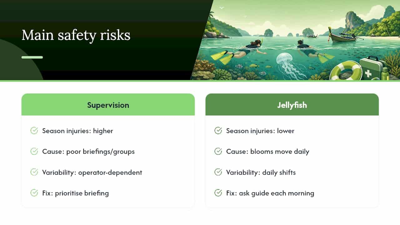 Diagram comparing snorkeling incident causes