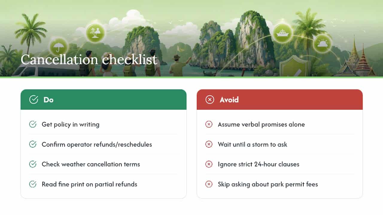 Cancellation and refund policies typical in Phuket group tours — overview diagram