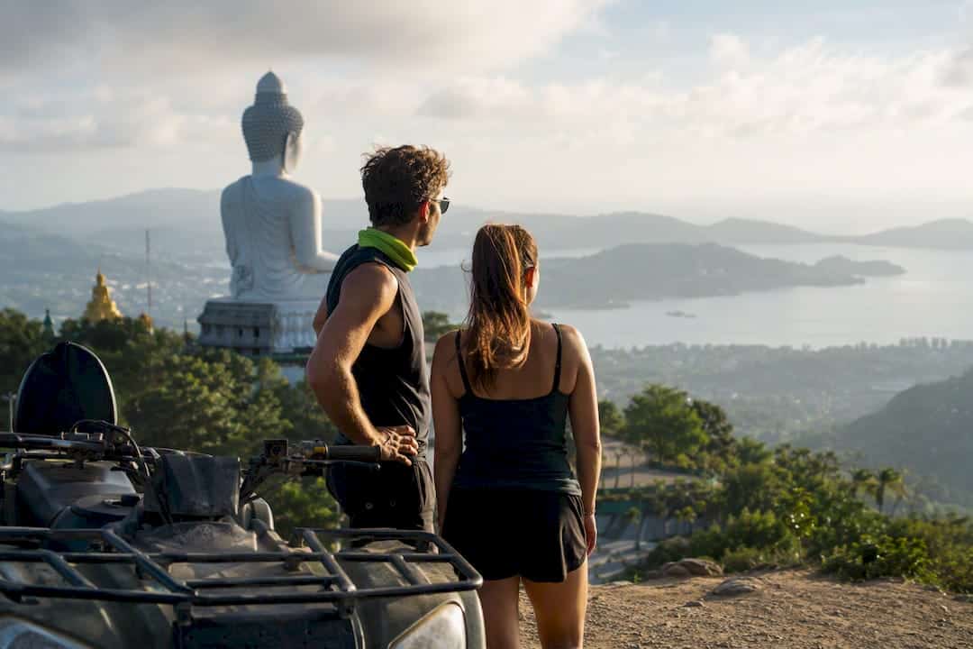 Travelers at Phuket Big Buddha viewpoint