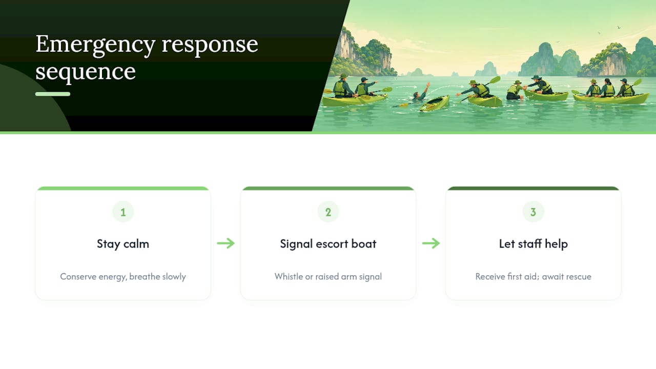 Kayak emergency response sequence