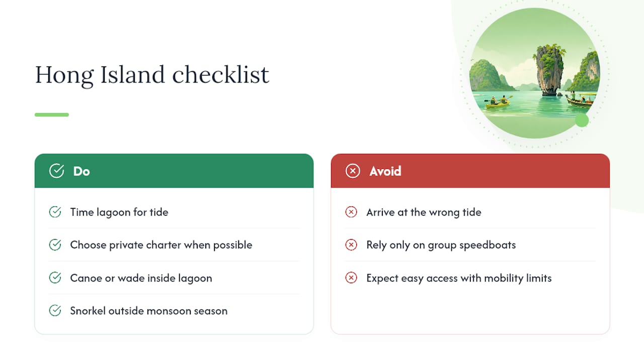 What to expect at Hong Island (Koh Hong) — overview diagram