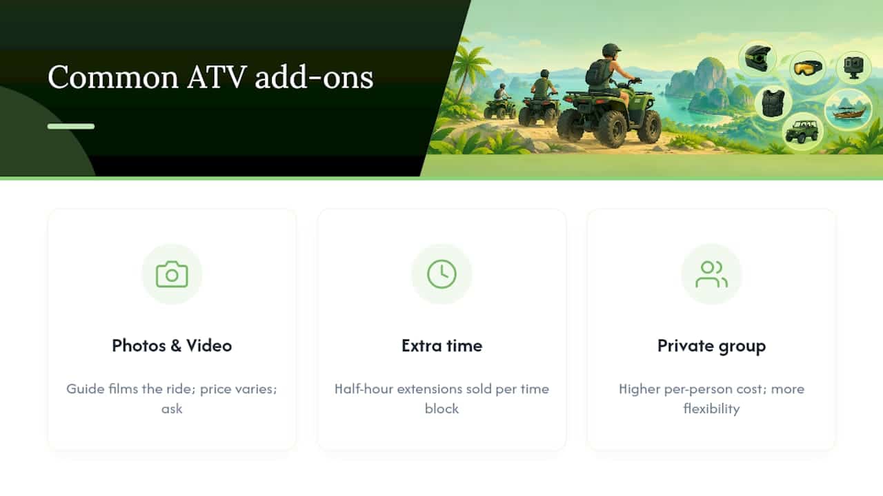 Three common ATV tour add-on options