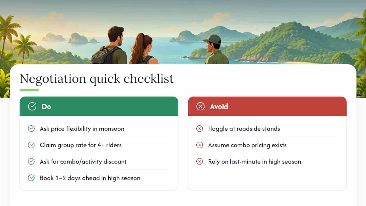 Tips for negotiating or getting discounts on your ATV tour — overview diagram
