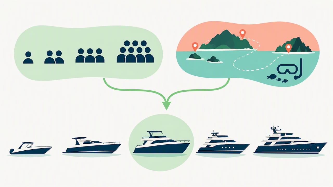 Group size and itinerary guide boat selection
