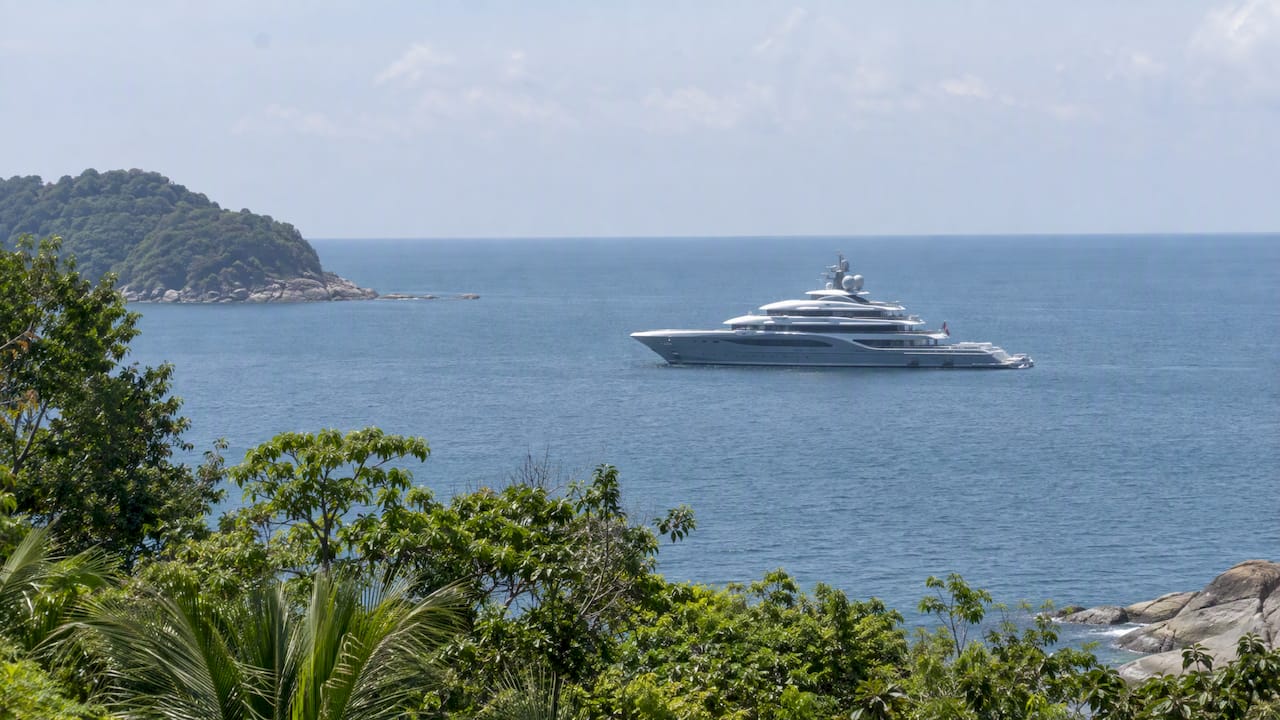 Large private super-yacht anchored off Phuket